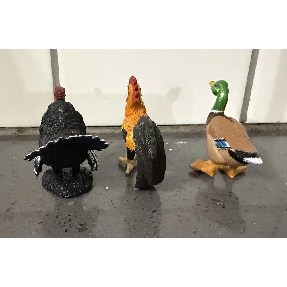 Vintage Plastic‎ Figures Lot Of 3 Turkey Duck Rooster Figurines
